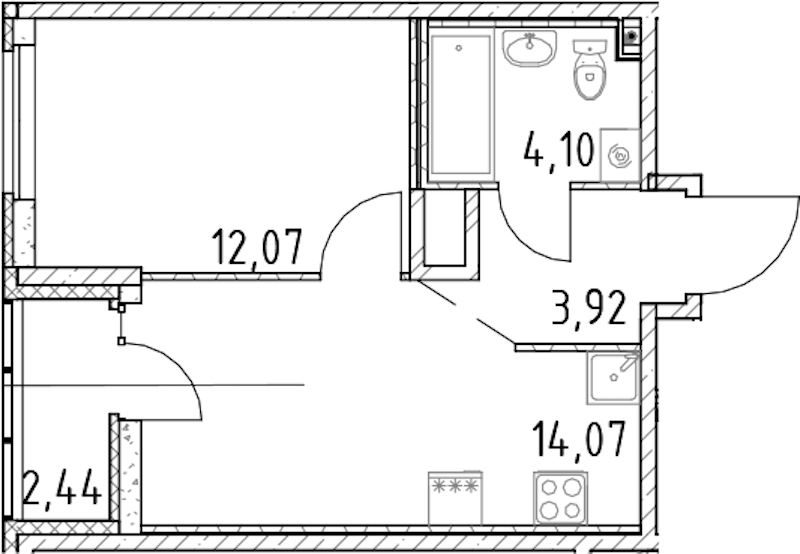 1-комнатная квартира 34.16 м², 16/23 эт., ЖК «Город Первых»